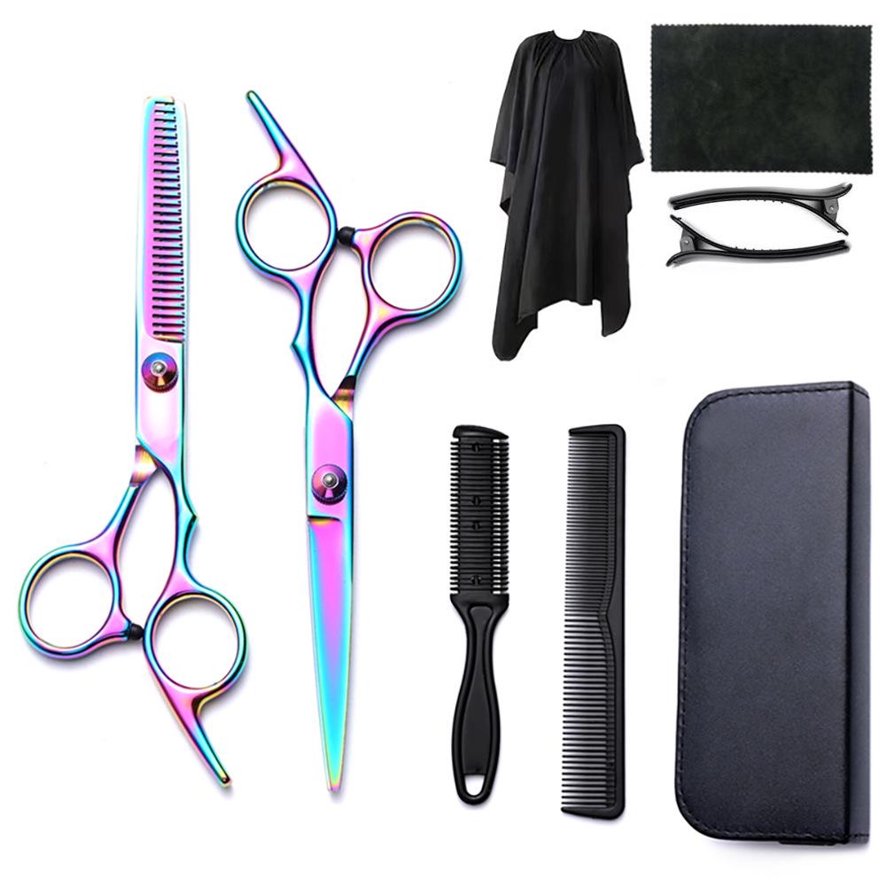 Hairdressing Scissors Set: Colored Straight-Tooth & Thinning Bangs Scissors for Professional Stylists