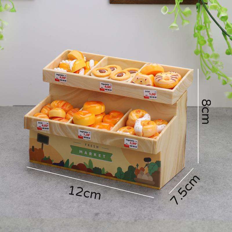 37Pcs Dessert Rack Mini Food Toys Dollhouse Miniature Bread Cabinet Handcrafted Simulation Model Supermarket Scene Ornaments