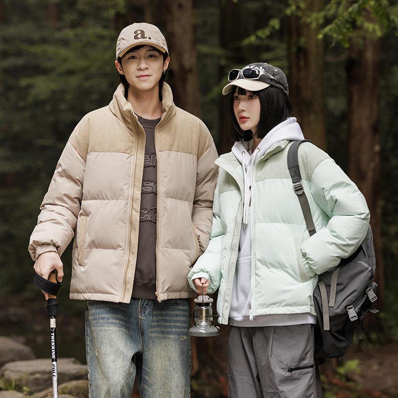 Winter new Feather Rong cotton jacket couple trend fashion loose stand-up collar warm bag