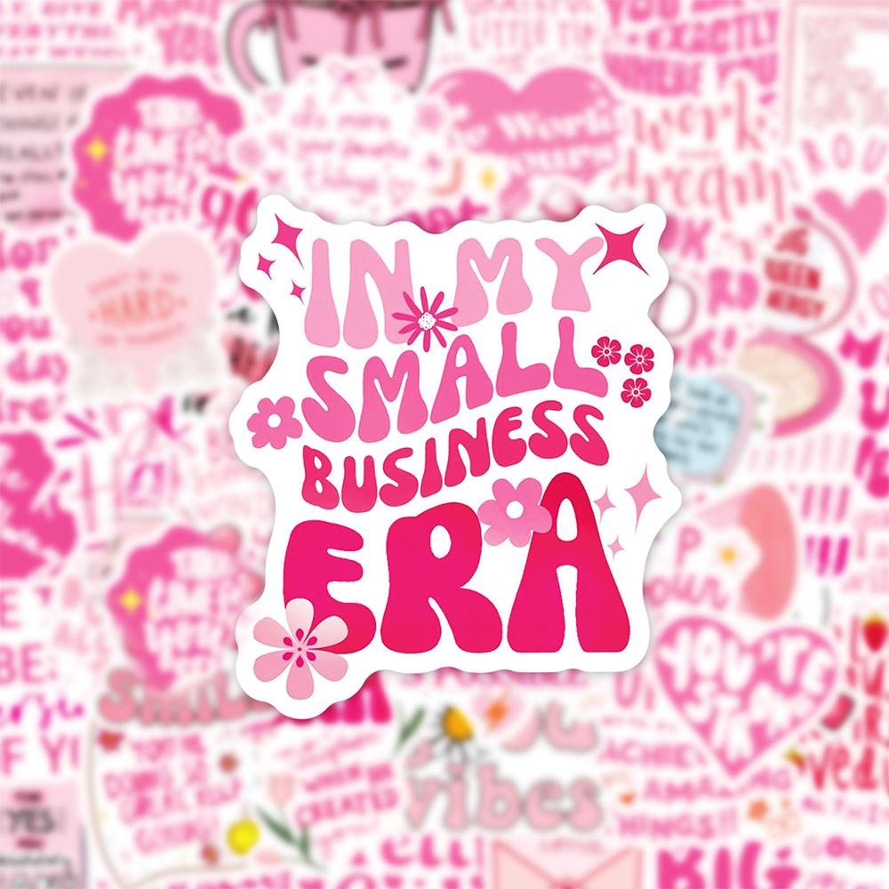 10/30/50pcs Inspirational Text Aesthetic Sticker Pink Motivational English Words Decals Waterproof DIY Laptop Diary Stationery