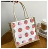 Linen Canvas Splicing Portable Shopping Bag Literary Retro Tote Bag Student Office Worker Hand Bag
