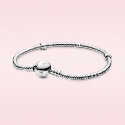 Pulsera de plata de ley 925 momentos brillantes momentos ratón corazón cierre pulsera de cadena de serpiente mujeres para joyería DIY Charm Bead