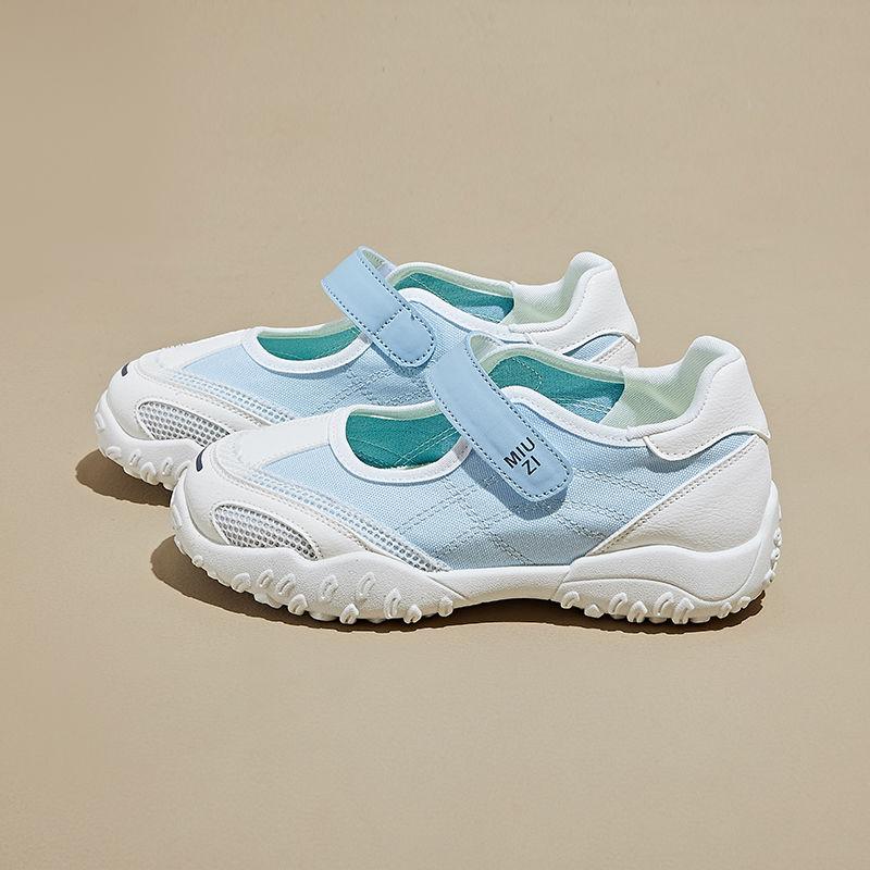 Fashion Weightlight mary jane shoes women's canvas shoes woman low wedge heel loafer fashion patchwork mesh shoes ladies strappy flats
