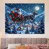 1Pcs Santa Sleigh Reindeer Winter Village Decoration Background Winter Backdrop For Photo Studio Photo Booth Party