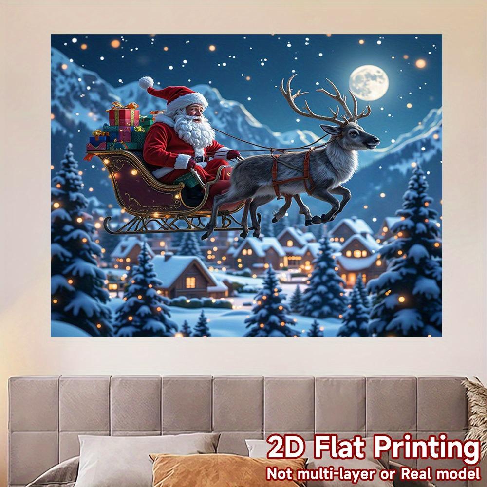 1Pcs Santa Sleigh Reindeer Winter Village Decoration Background Winter Backdrop For Photo Studio Photo Booth Party