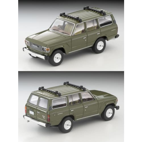 TOMYTEC Tomica Limited Vintage Neo 1/64 Scale LV-N279e Toyota Land Cruiser 60 Olive with Canoe and Figure, Finished Model (Product Number: 330882)