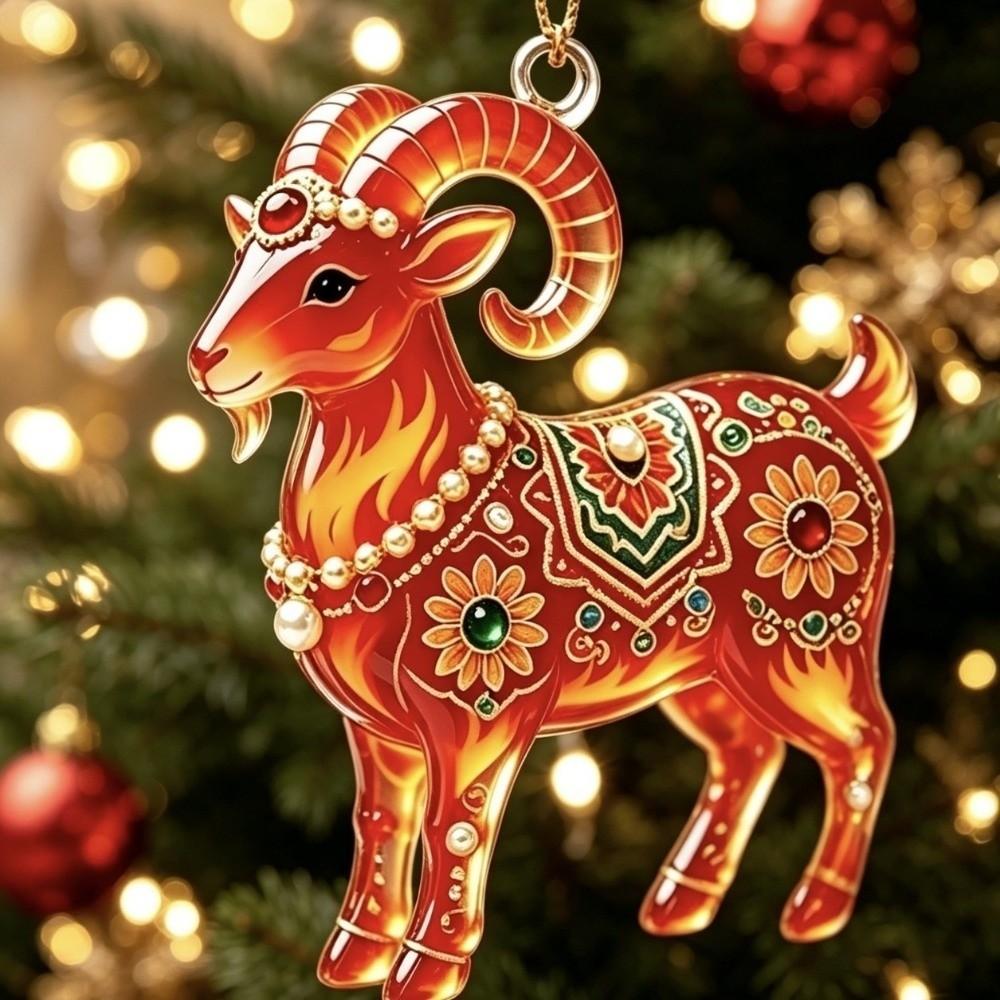 5/7/10 pcs 2D Flat Lamb Hanging Ornaments New Year Christmas Decorations Acrylic Goat Pendant Gift