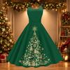 Sexy schulterfreies Retro-Kleid für Damen mit Weihnachtsdruck für Feiertagspartys