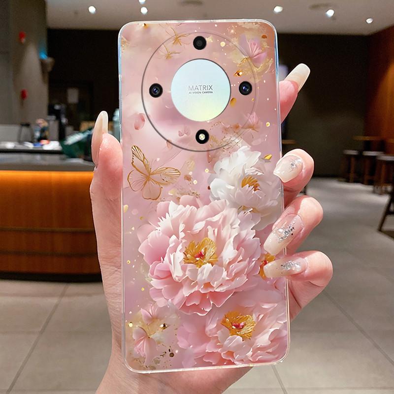 For Honor X50 5G Case Luxury Flower Painted Cover Clear Soft Silicone Phone Case For Honor X 40 50 X40 X50 5G Back Covers Bumper