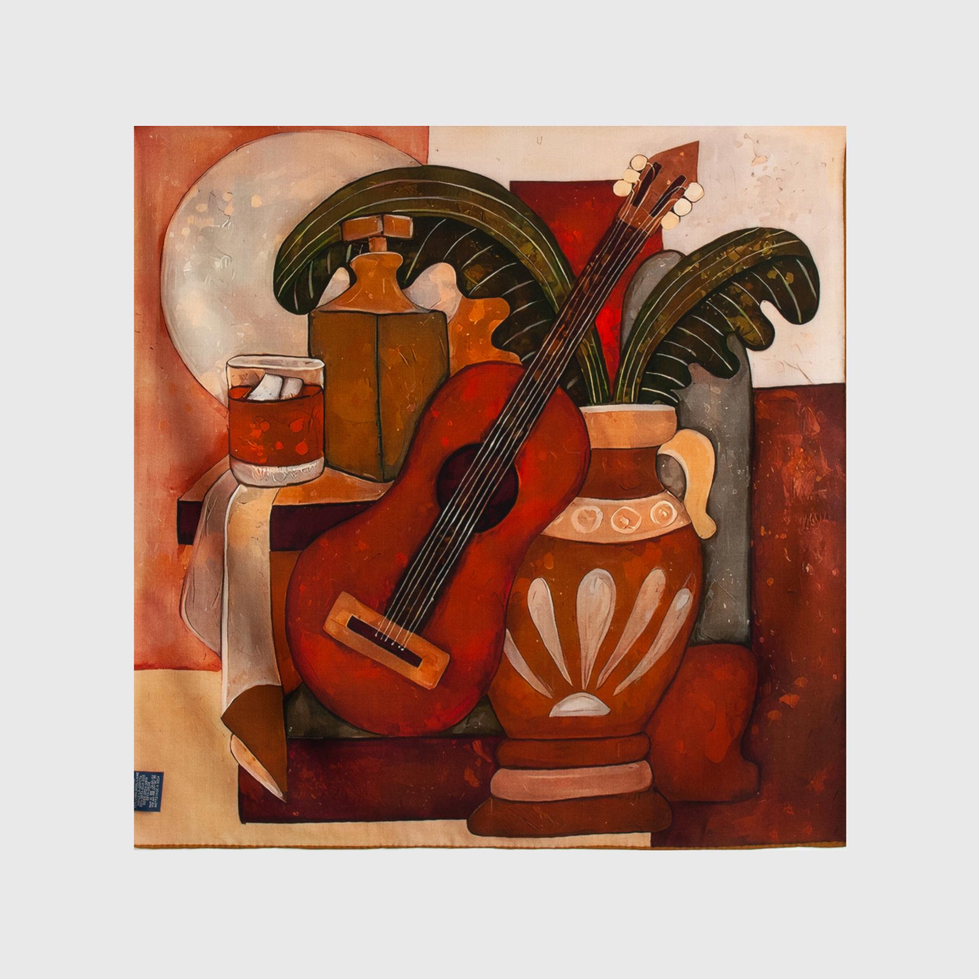 

Vintage French Style Silk Wool Scarf with Hand-Rolled Edges and Double-Sided Print 65x65 cm