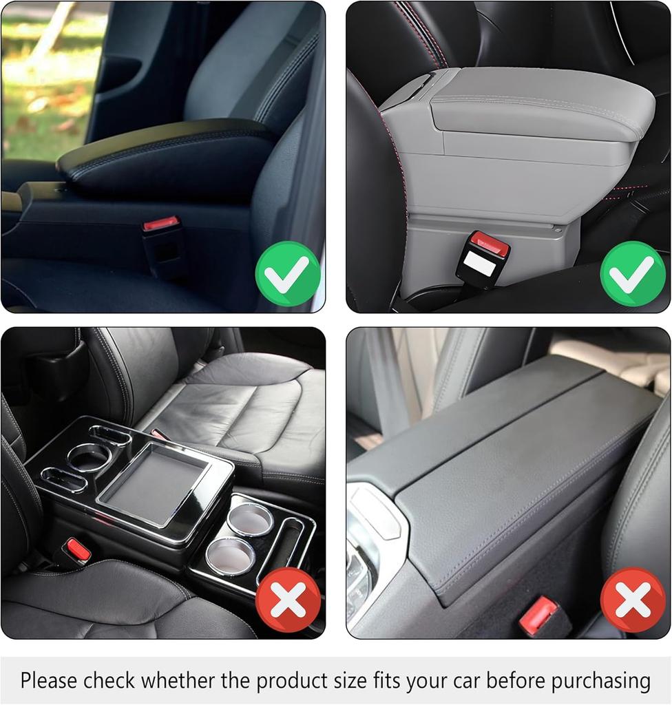 Upgraded Microfiber Leather Car Center Console Armrest Cover Cushion | with 2 Storage Bags Pink Interior Accessory