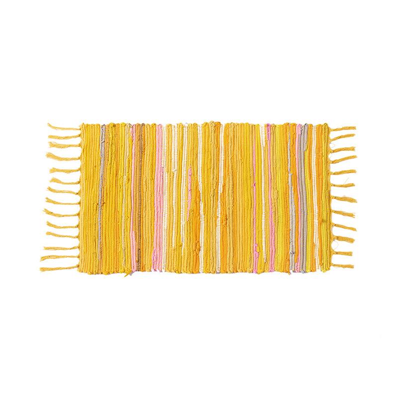 

Bohemian Striped Woven Carpet Bedside Rug Water Absorbent Floor Mat Crack Cloth Table Mat Nightstand Cover Blanket Living Room жёлтый