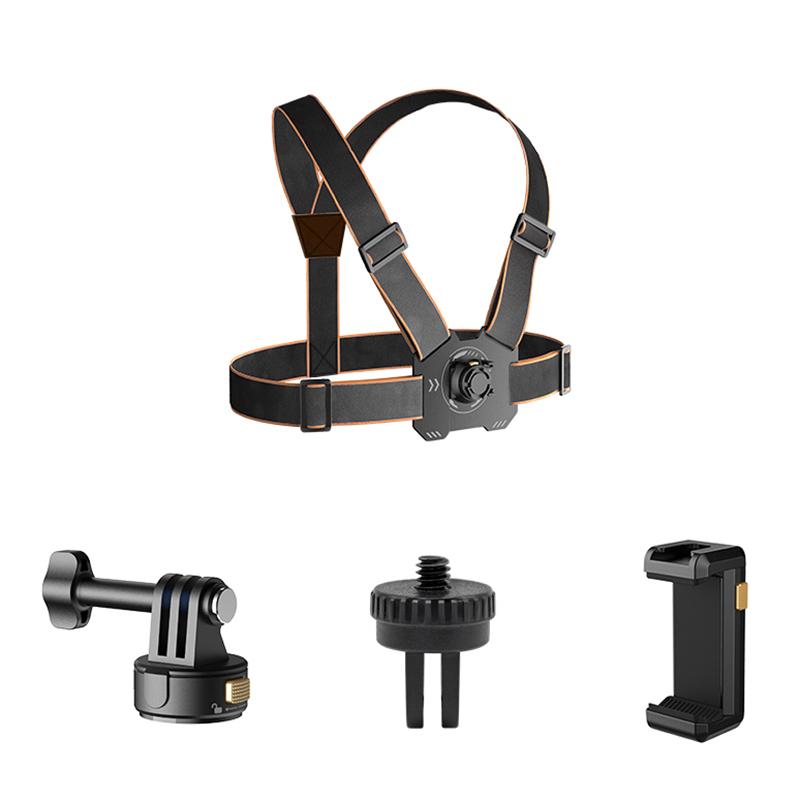 Gp-032 Action Camera Chest Strap + Magnetic Quick Release Base + 1/4 Mini Adapter + Phone Clip A