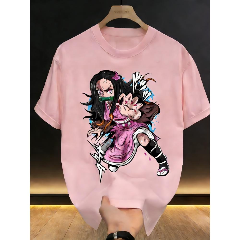 Plus Size Demon Slayer Anime Printed Men and Women Tshirt Casual Parent Child Top Fashion Cotton Y2K Harajuku Street Summer