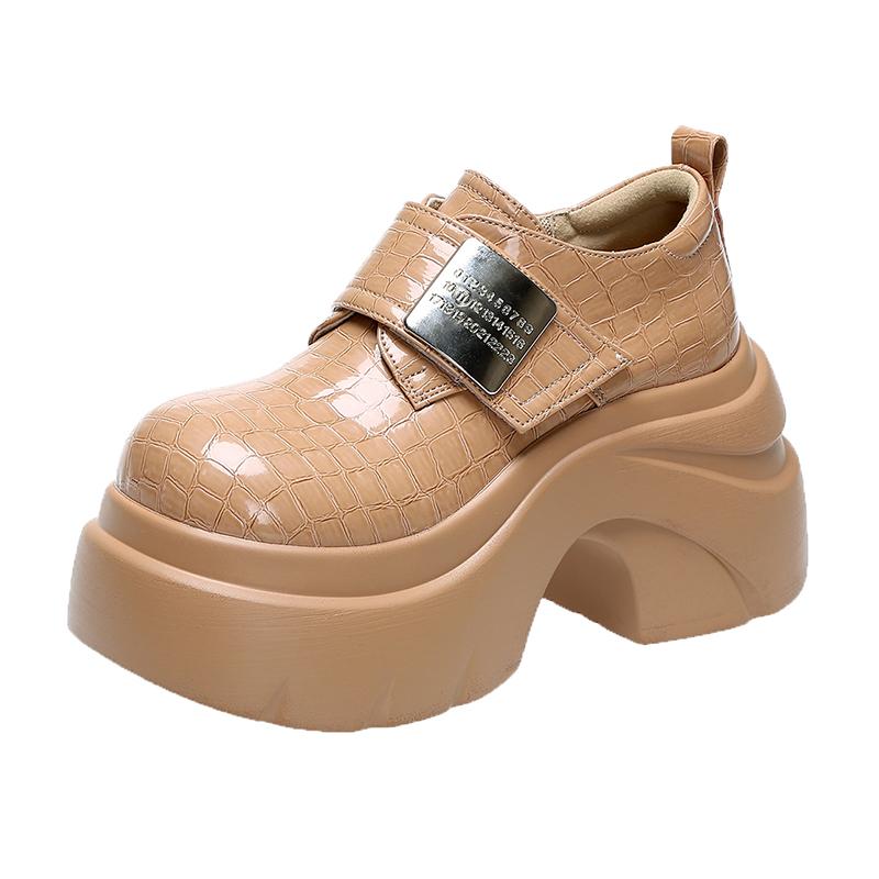 

Fashion 9CM High Heels Casual Leather Shoes Women Chunky Sneakers Comfortable Pumps High Platform Walking Shoes Woman New 2025 Autumn 34