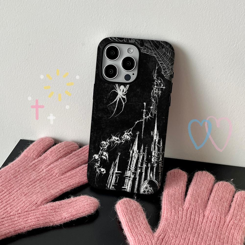 Spider Gothic Style Art Painting Design Phone Case Film Shell For iPhone 17 16e 16 15 14 13 12 11 Pro Max Plus XS
