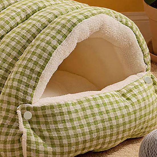 Kočičí jeskyně Postel Útulná uzavřená kočičí postel s krytem s kapucí Omyvatelný plyšový stan pro kočky Nadýchaná uklidňující postel pro mazlíčky pro malé psy a kočky