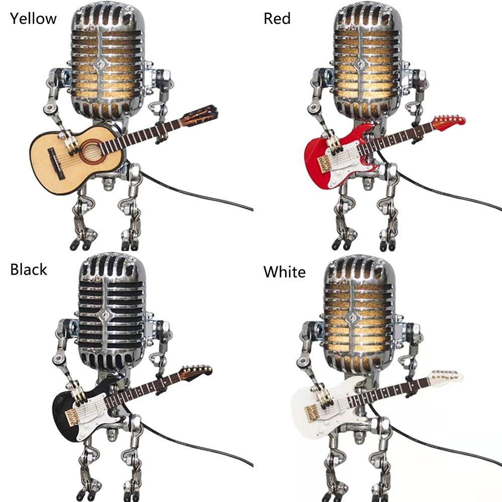 Home furnishings Wrought iron Retro Ornaments Microphone for playing guitar Robot Decorations Desk lamp