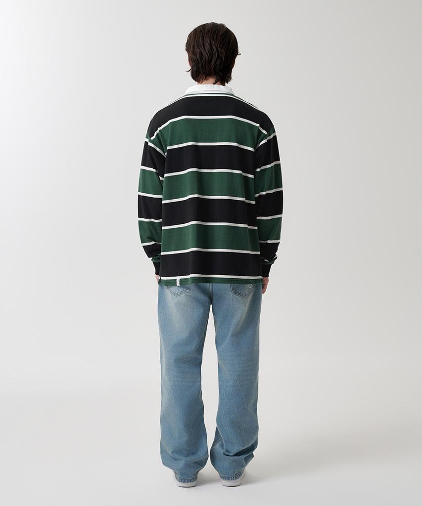 MAHAGRID Stripe Rugby Shirt Green(Mg2Fsmm550A)