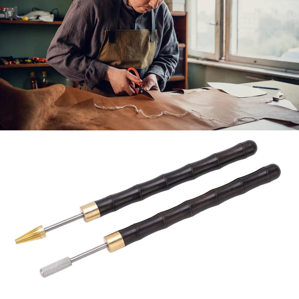 2pcs Sandalwood Handle Leather Edge Dye Pen Leather Edge Roller Pen For Leather Working