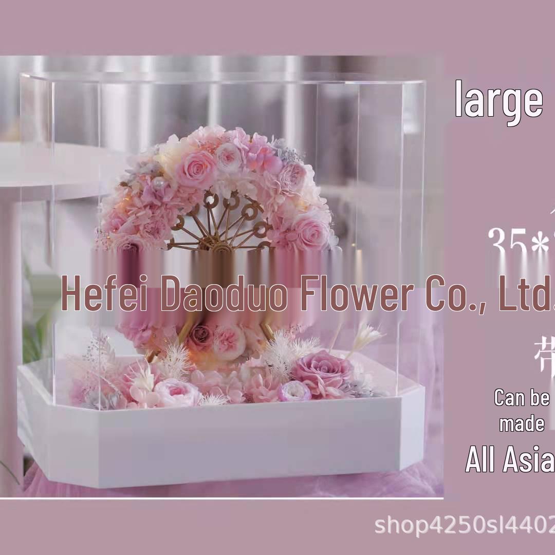 

Illuminated Ferris Wheel Rose Ornament: Preserved Flower Gift for Couples & Friends