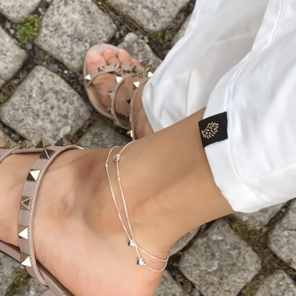 

Women s Daily 925 Silver Plump Heart Moving Anklet Bracelet Silver