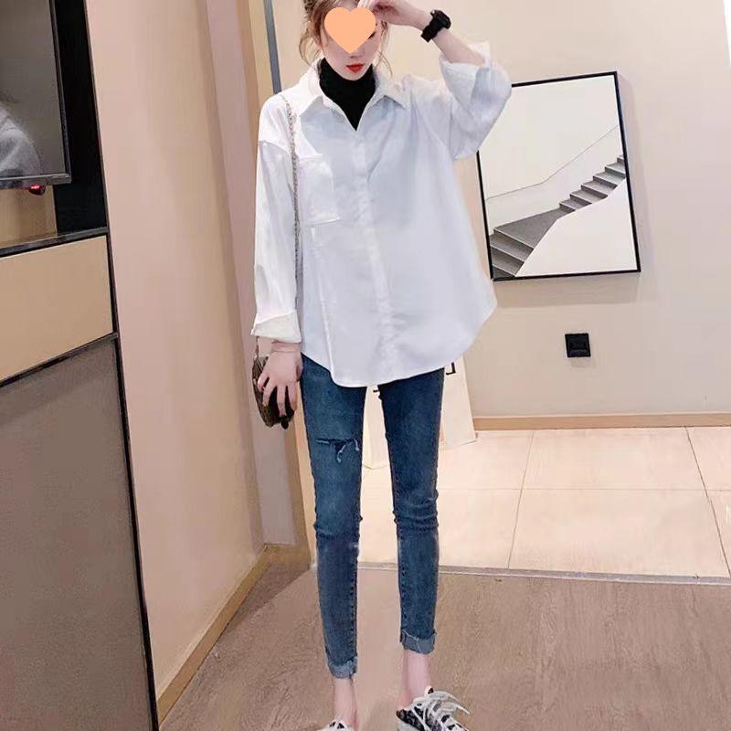 Chic Fake Two-Piece Loose Long-Sleeved Shirt for Fall/Winter
