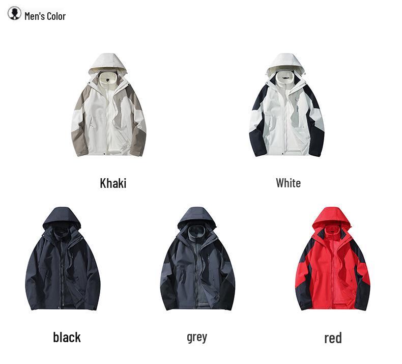 Unisex Cross-Border Three-in-One Fleece Jacket: Waterproof, Windproof, Hooded Outdoor Mountaineering Suit