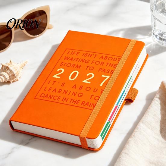 Lined Writing Notebook for Notes 2027 English Weekly Planner A5, 320 Page Schedule with Elastic Monthly Index Productivity Band & Pen Holder,