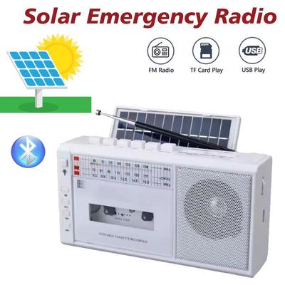Portable Solar USB AM/FM/SW Multiband Radio Stereo Wireless Bluetooth Mp3 Audio Cassette Tape Player Recorder AM Radio