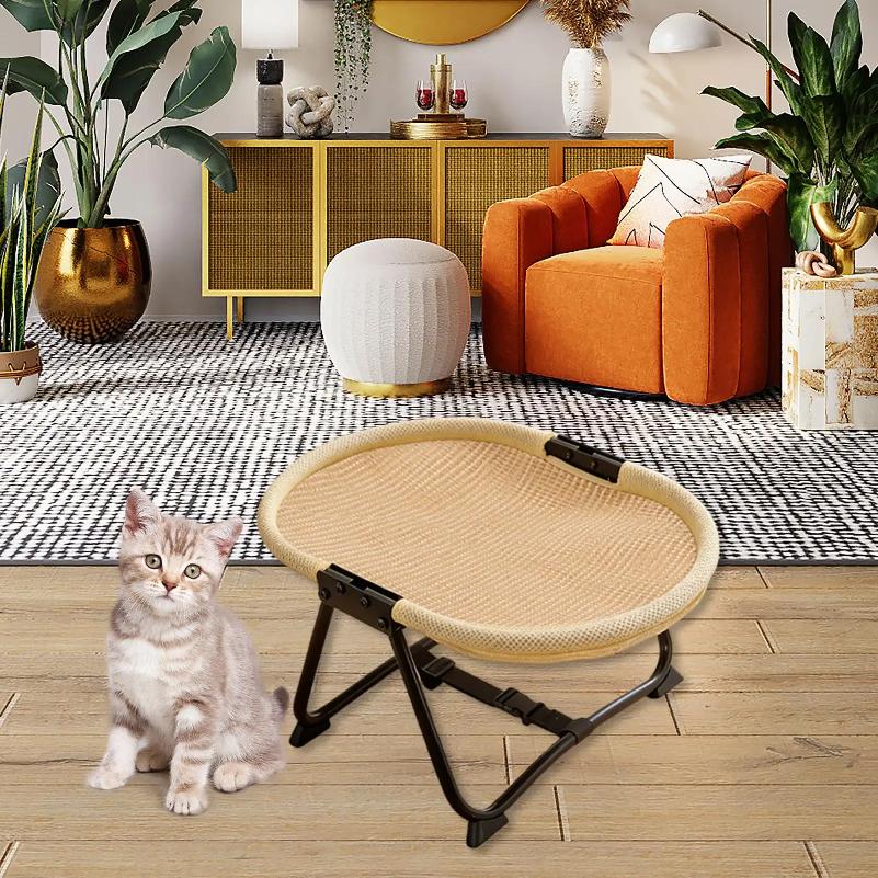 Portable Iron Frame Dog Cot Elevated Pet Bed Foldable Puppy Basket with Storage Bag for Pets Accessories Home Travel
