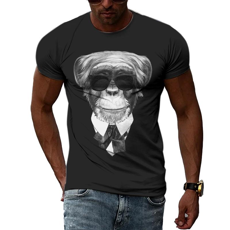 Letní móda Legrační zvíře Psí portrét Muži Trička 3D Trend Osobnost Ležérní Černá Trička s potiskem Hip Hop Harajuku Top s výstřihem