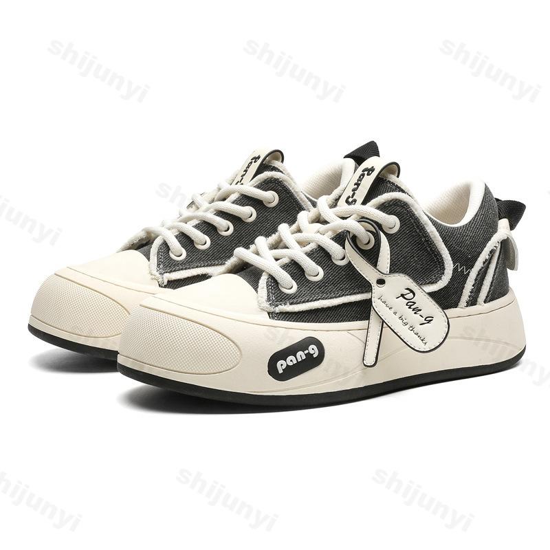 

Fashi Color Block Casual Shoes for Men 2026 Spring New Thick Sole Niche Design Canvas Sports Shoes Comfortable Chunky sneakers 44 чорний
