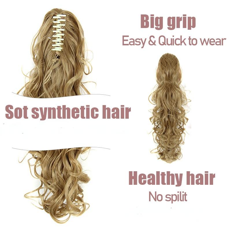 20Inch Synthetic Women Claw On Ponytail Clip In Hair Extensions Wavy Curly Style Pony Tail Hairpiece