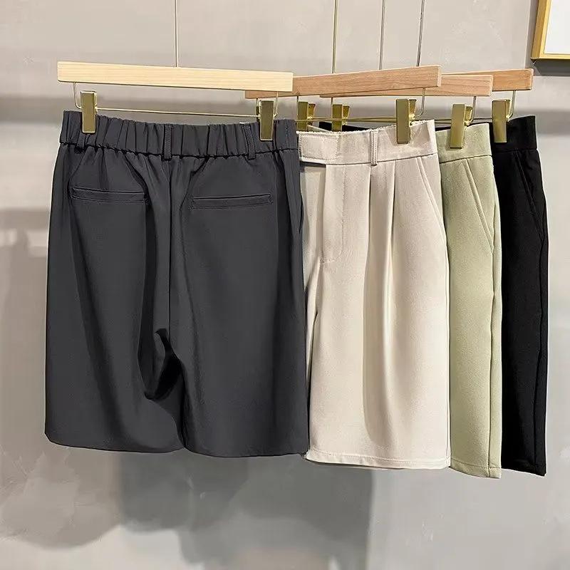 New Elastic Quarter Pants Men's Shorts Summer Thin Ice Silk Loose Trousers Casual Straight Pants
