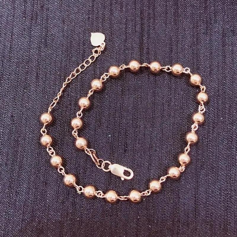 585 Purple Gold Plated 14K Rose Gold Simple Chain Beads Bracelets for Women Fashion New Charm Party Jewelry Gifts