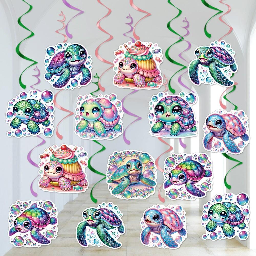 Sea Birthday Turtle Party Decor Spiral Hanging Ornaments For Ocean Theme Events