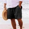Men's Color Lace-up Sweatpants Men's Cotton Hemp Beach Pants Casual Quick-drying Shorts
