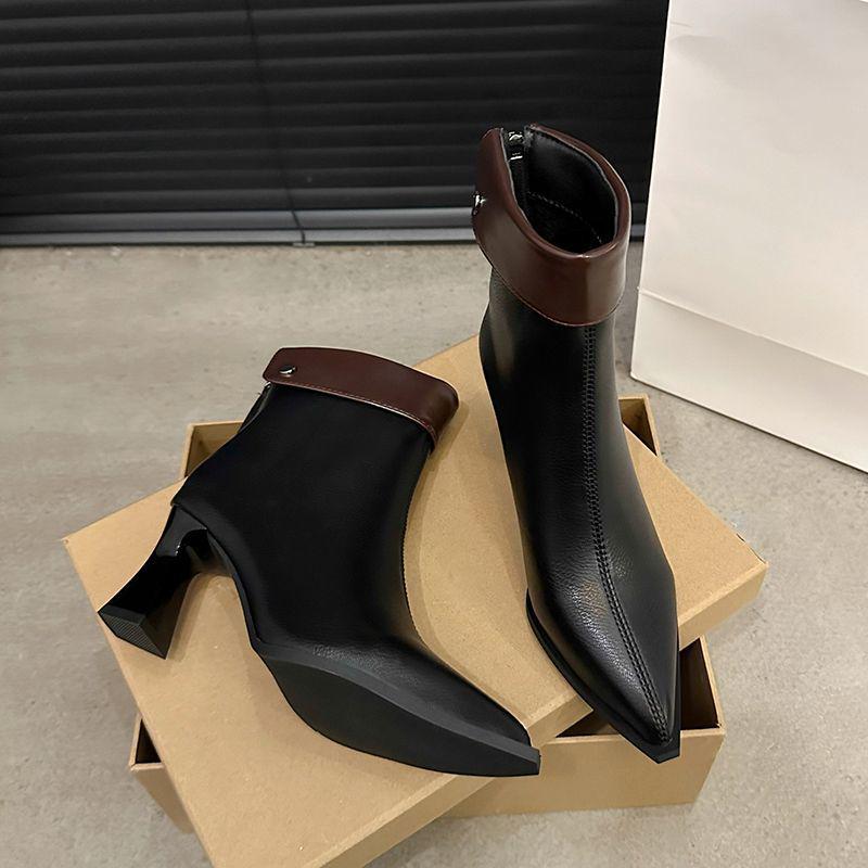 Korean Style Women’s High Heel Suede Boots - Autumn/Winter 2025: Versatile Chunky Heel, Pointed Toe, Leopard Print