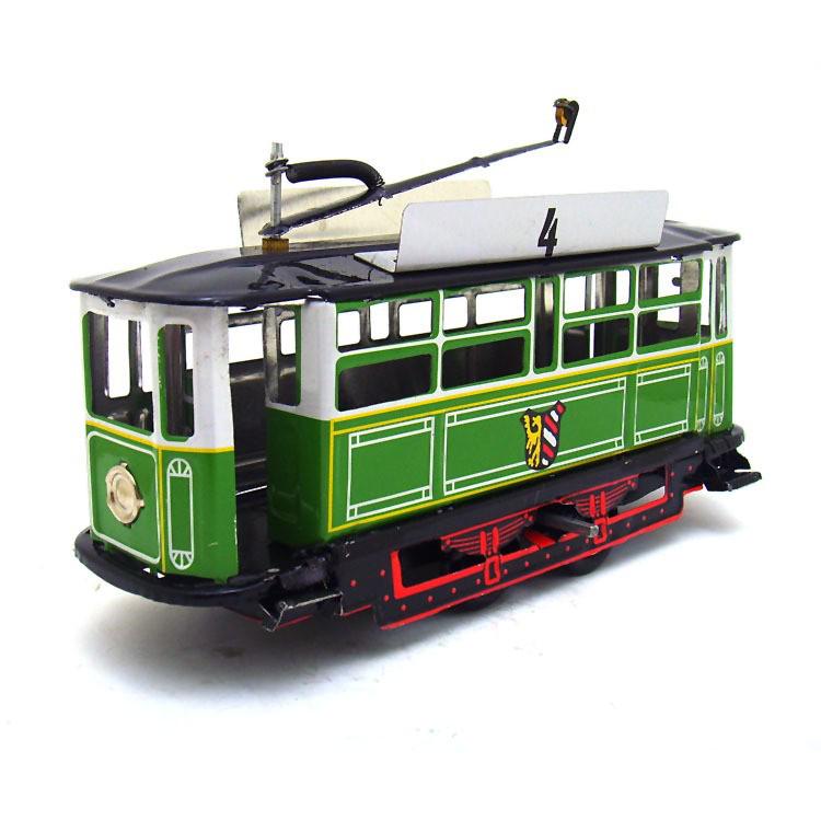 MS638PAYA Nostalgic Tram Retro Collection: Creative Tinplate Toy Ornaments and Photography Props. зелёный