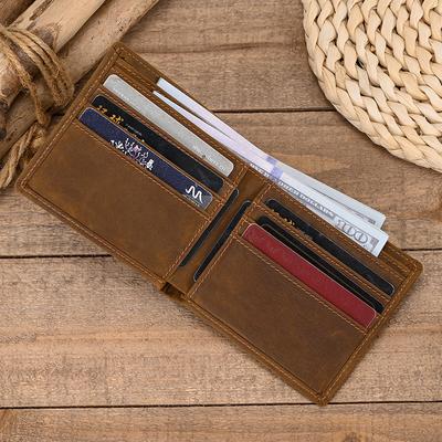 Retro Crazy Horse Leather Short Wallet Men'S 20% Leather Short Wallet Douyin Cowhide Wallet