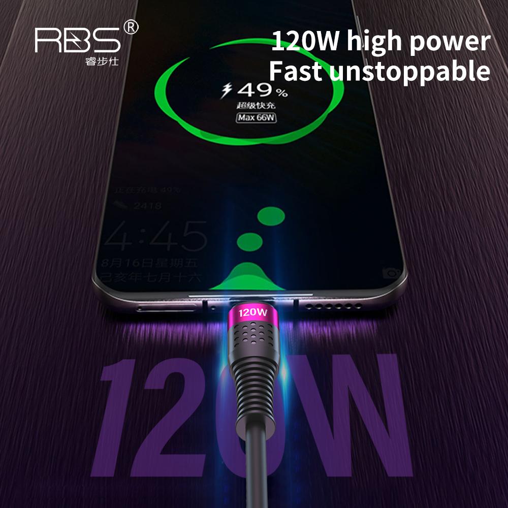 

120W 6A Fast Charging Cable USB Data Line for IPhone 15 Xiaomi POCO Micro USB Charge Cable USB Type C Charging Wire Cord 1m