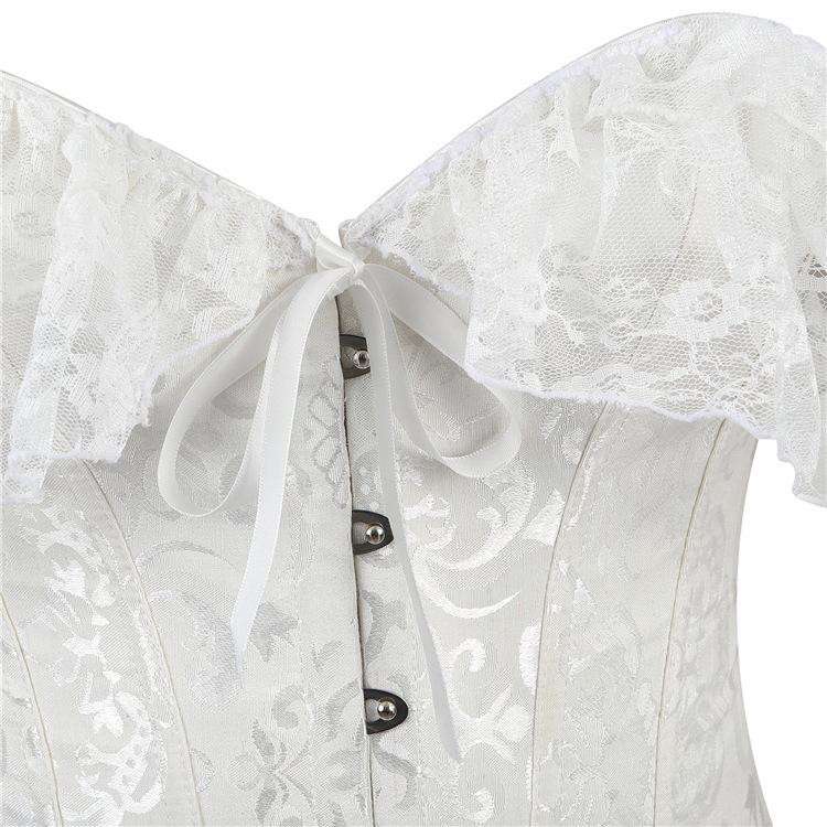 Court Style Jacquard Bodysuit with Lace Straps
