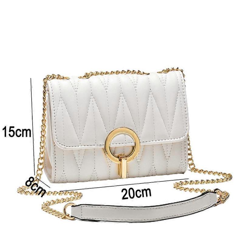 White*Womens Crossbody Bags Purses Chain Shoulder Bag for Women Casual Clutch Handbag less