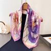 Flower Print 70Cm Square Silk Women's Scarf Spring Summer Beach Satin Scarves Shawl Headband Bandana Hijab Wrap Lady Neckerchief