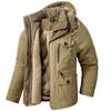 Men's Plus Size Lamb Fleece Hooded Cotton Jacket Thickened Multi-pocket Cotton Jacket Casual Mid-length Jacket