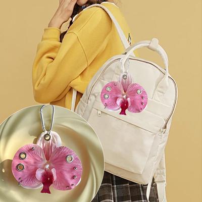 Women Girls Pendant Fashion Accessories Multiple Colors Gift Keychain Decorative Artificial Butterfly Orchid Personality 5 Colors