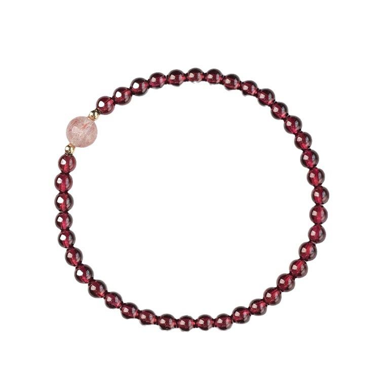 Women's Single-Loop Red Garnet Beaded Bracelet – Niche Design and Good Luck Charm