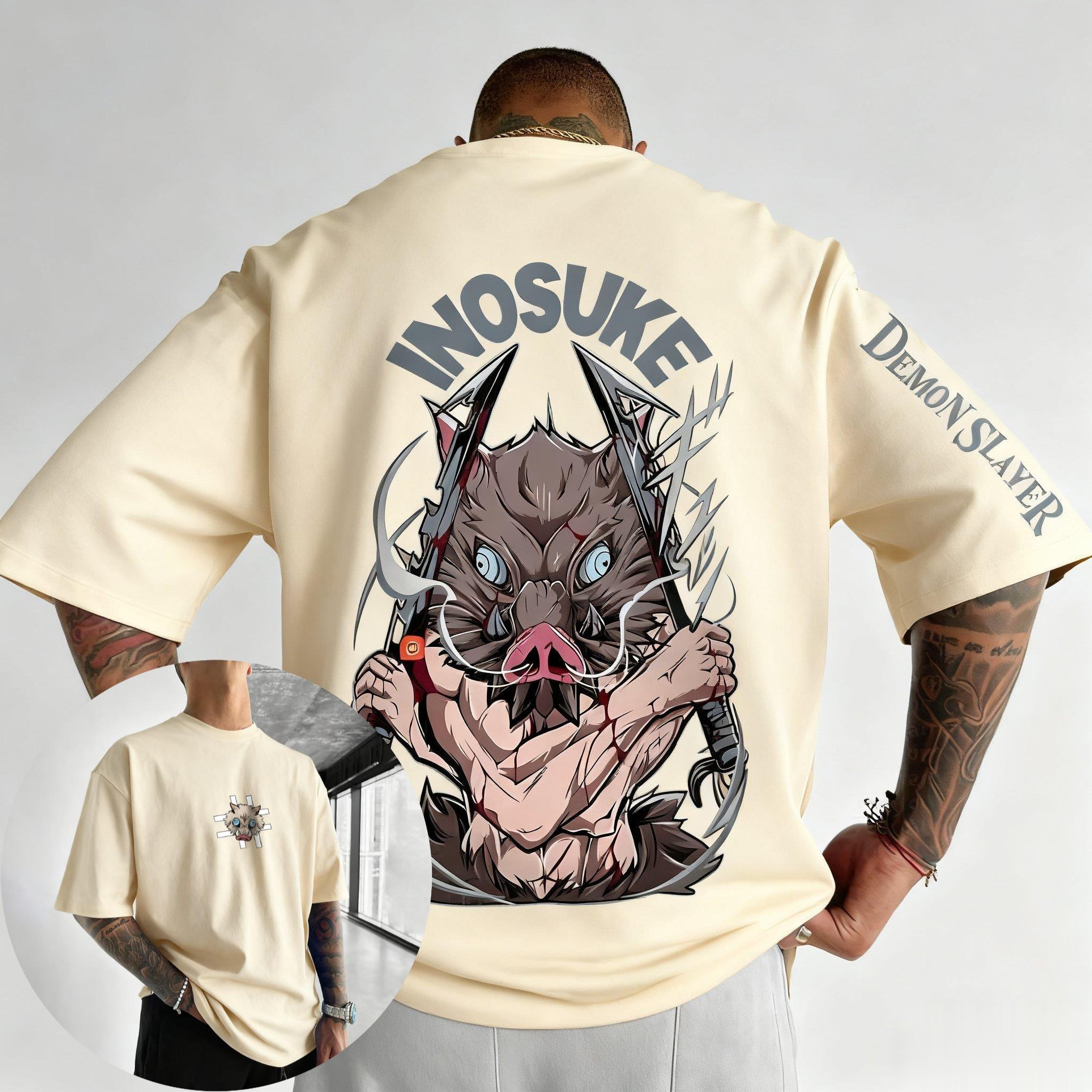 Demon Slayer Anime Herren T-Shirt FrühlingSommer Neu Y2K Super Style Herren und Damen Streetwear 3XL gray