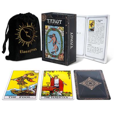 Elaeagnus Tarotkarten für Anfänger, 78 Karten, Waite- und Rider-Ausgaben, mit japanischer Anleitung, Tarotkarten, Wahrsagerei, Samtbeutel